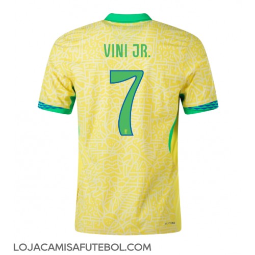 Camisa de Futebol Brasil Vinicius Junior #7 Equipamento Principal Copa America 2024 Manga Curta